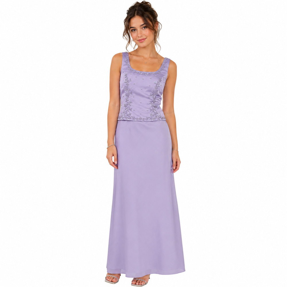 Cachet Lavender Y2K Beaded Formal Corset Lace Up Prom Fairy Coquette Dress sz 6
